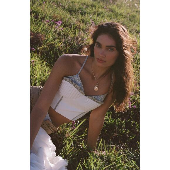 NWT Anthropologie Let Me Be Corset Crop Top - Large - Picture 2 of 6